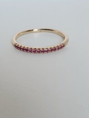 Pink Violet CZ Gold Plated Stacking Ring Dainty Band Size 9